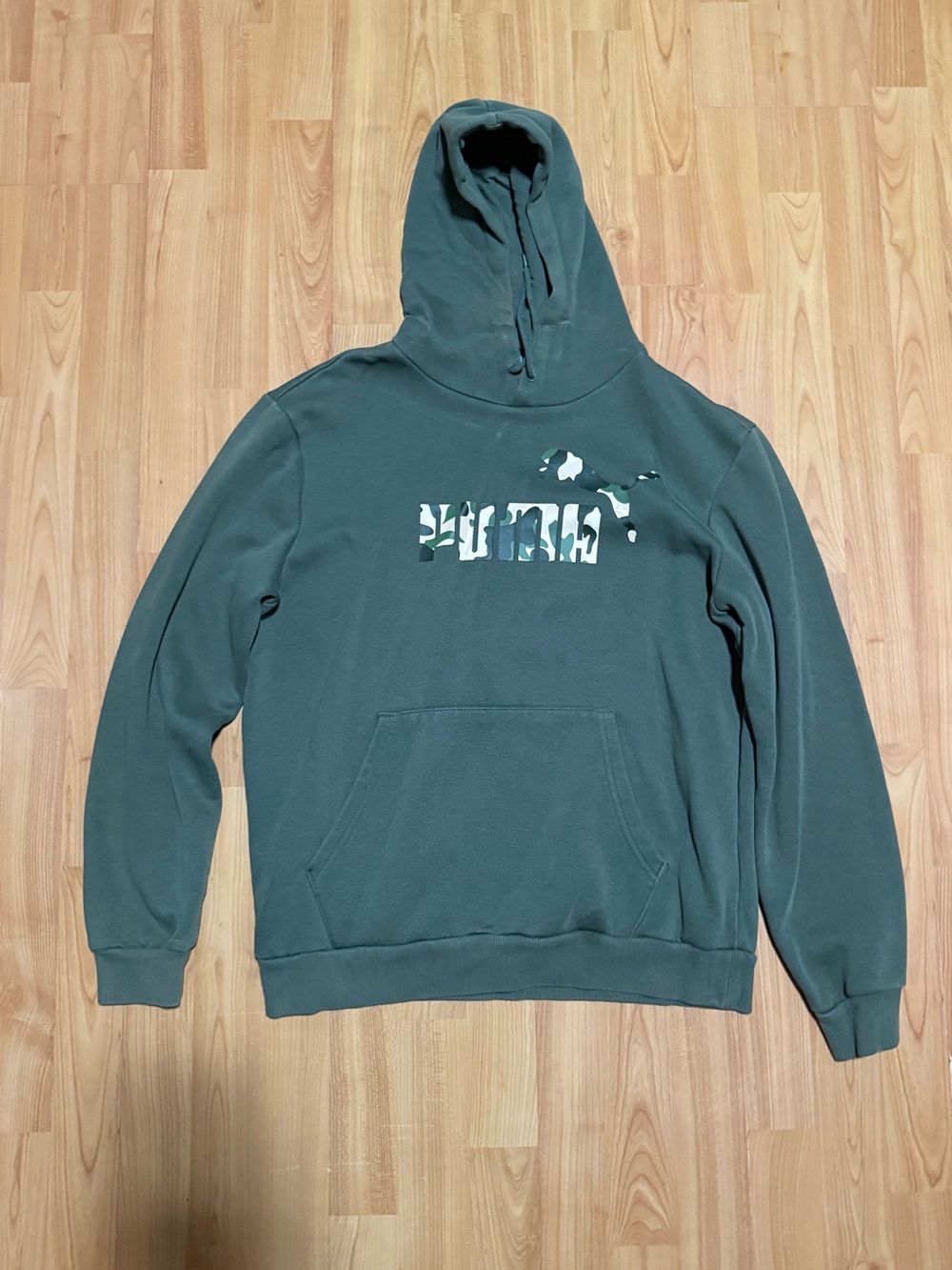 Puma Crewneck Hoodie with Camouflage Logo - Dark Green
